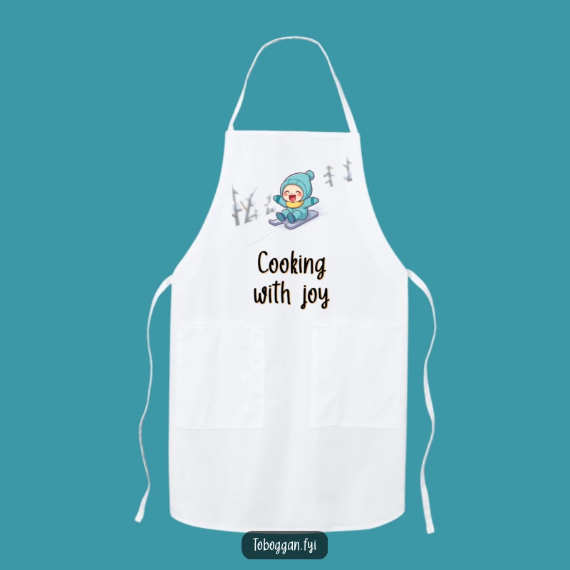 Funny Laughing Snow Sledder Apron: Cook with Winter Merriment!
