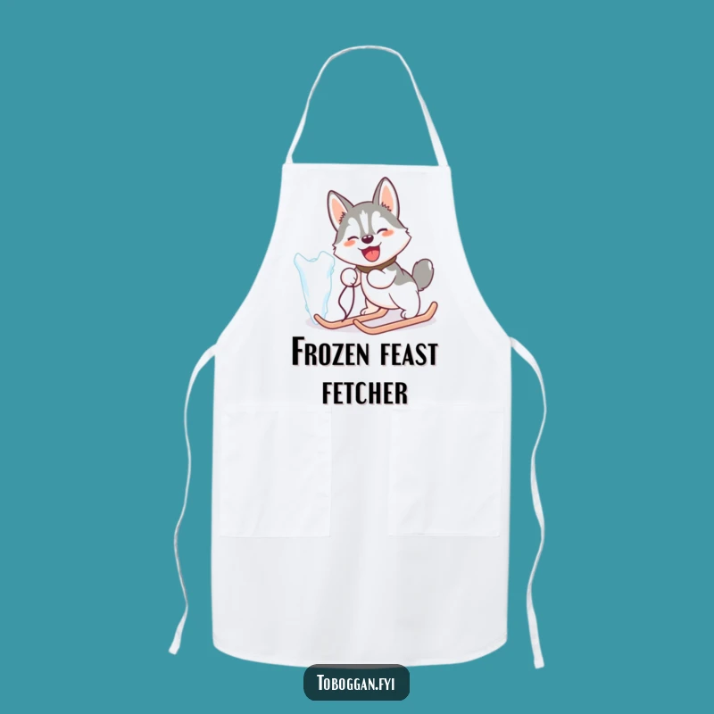 Funny Husky Ice Pull Apron: Comical Kitchen Wear for Dog Lovers