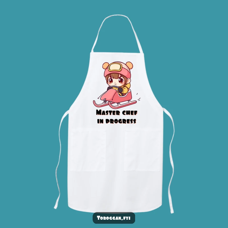 Funny Focused Sledder Apron: Cook with Intense Winter Precision!