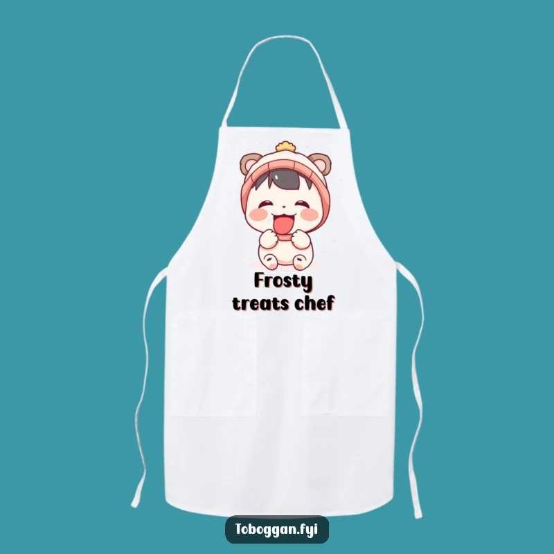 Funny Snow Catcher Apron: Joyful Character's Winter Kitchen Fun Gift