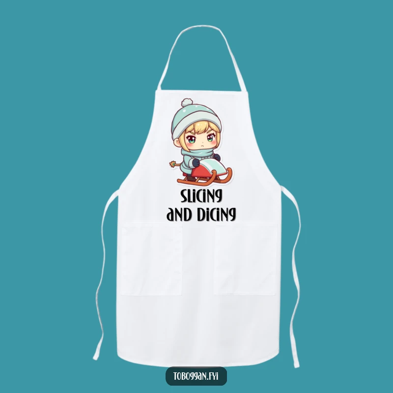 Funny Sled Master Apron: Determined Character's Kitchen Gift
