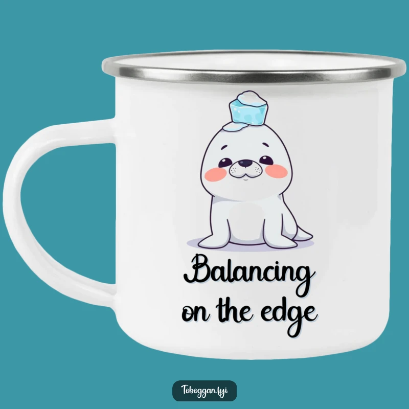 Funny Seal Camping Mug: Arctic Balancing Antics!