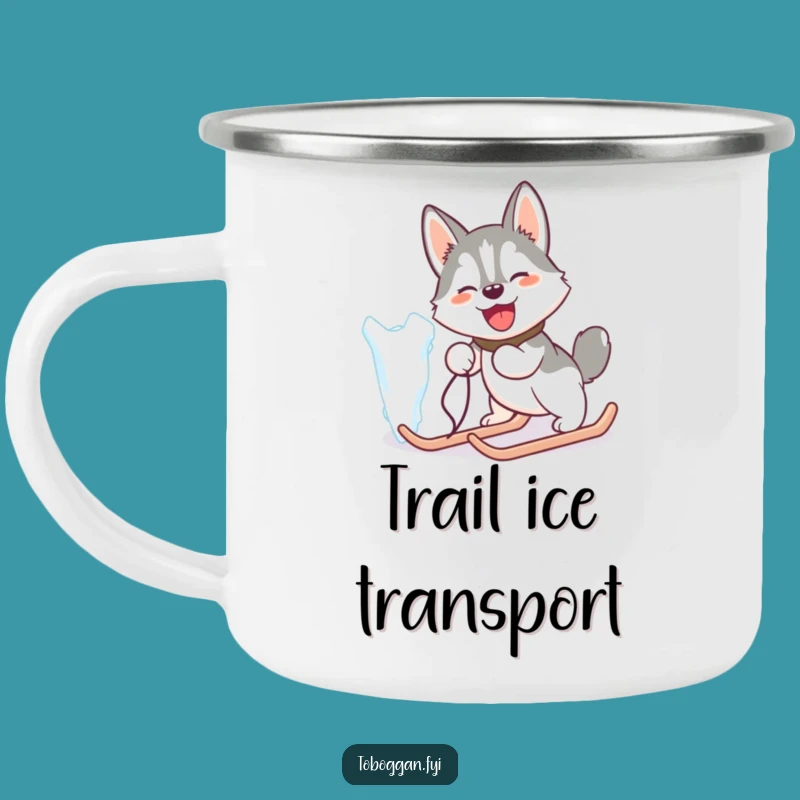 Funny Husky Ice Pull Camping Mug: Rugged & Hilarious Outdoor Gift