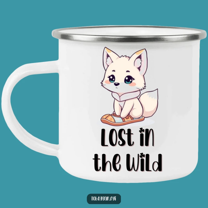 Funny Lost Fox Camping Mug - Curious Arctic Adventure Drinkware