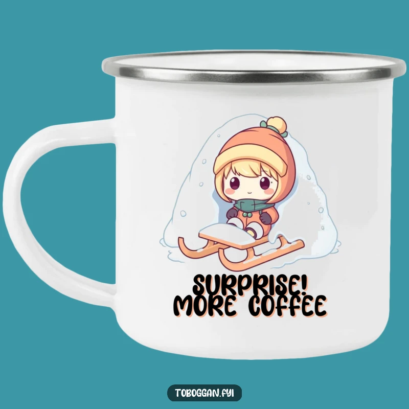 Funny Snow Surprise Camping Mug - Winter Cartoon Cup, Outdoor Gift