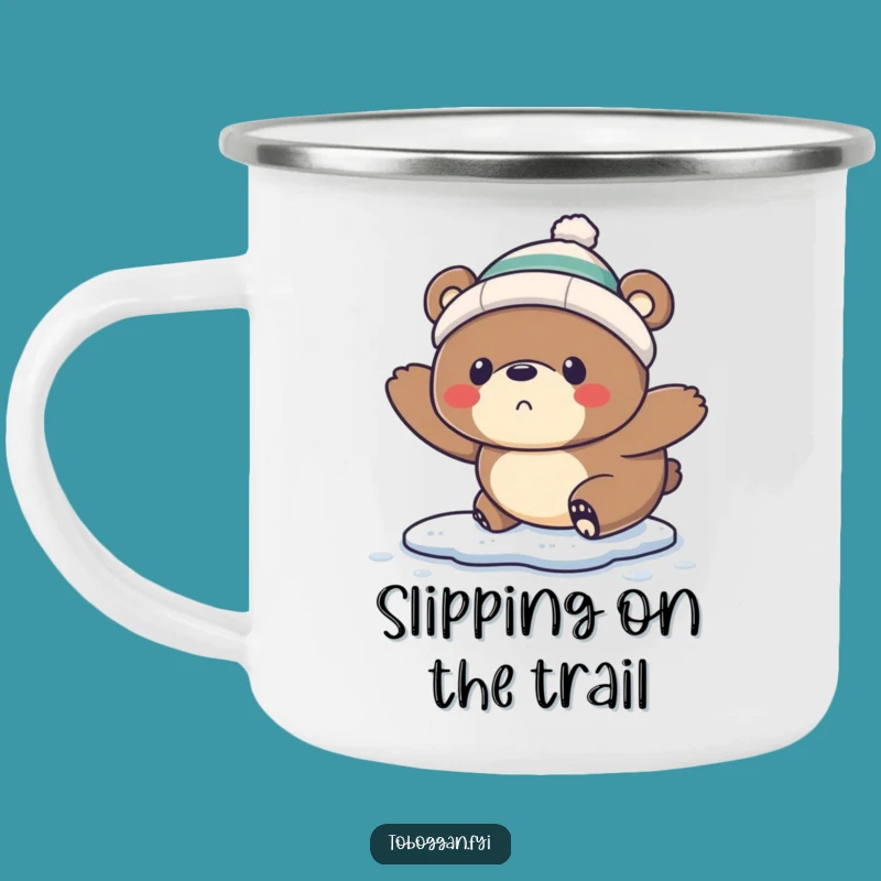 Funny Slipping Bear Camping Mug: Startled Bear On The Go, Unique Funny Gift