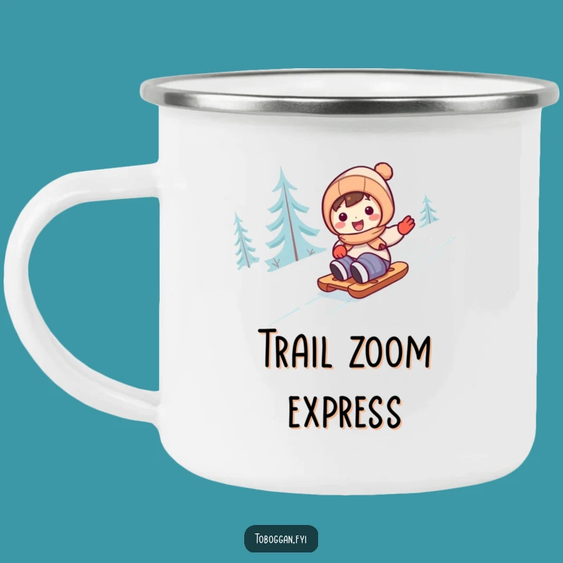 Funny Cute Sledding Character Camping Mug - Outdoor Winter Joy