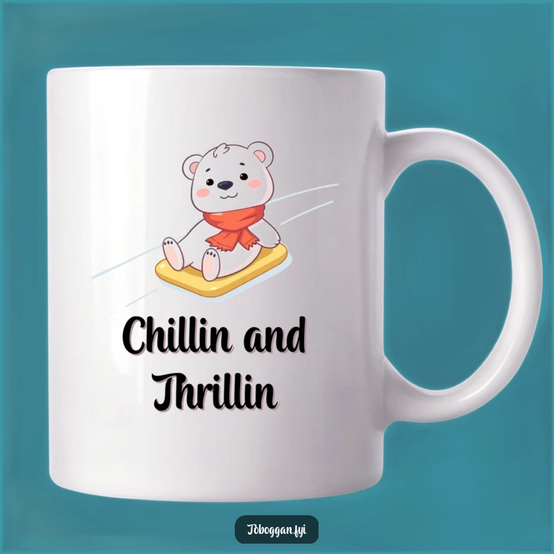 Funny Polar Bear Cub Mug: Cheerful Winter Slide Gift!