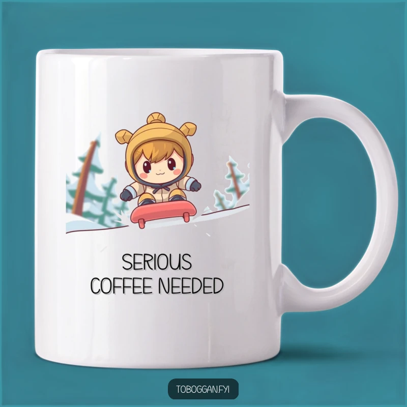 Funny Determined Toboggan Racer Mug: Conquer the Slope, Perfect Funny Gift