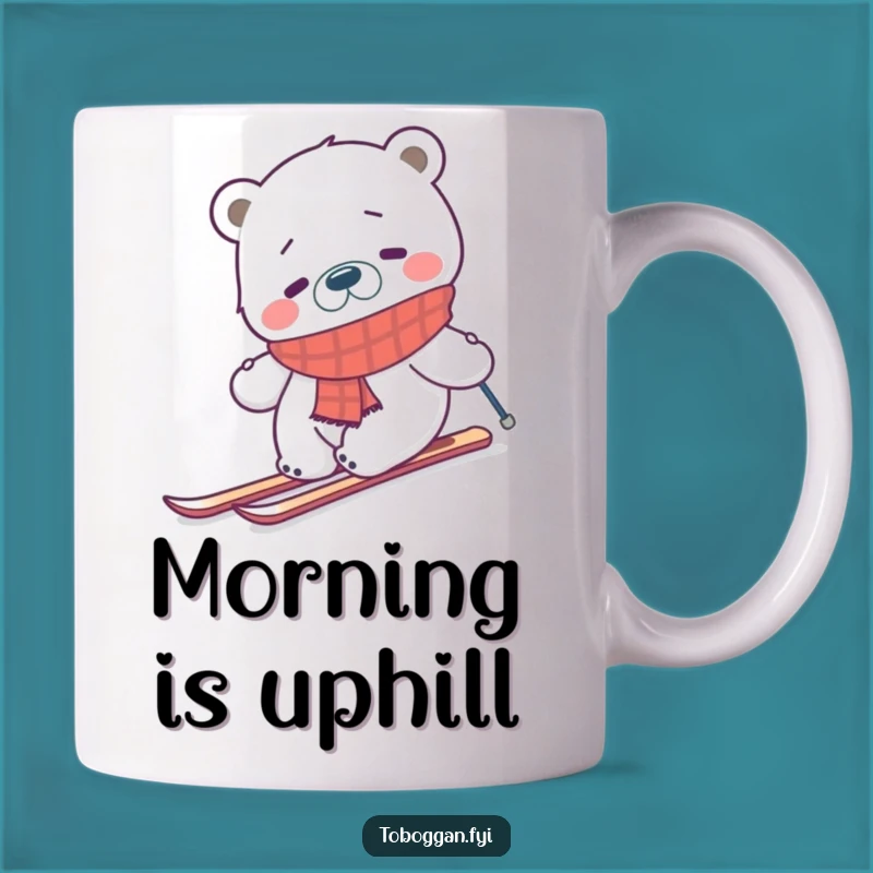 Funny Skiing Polar Bear Mug - Confused Arctic Animal Gift for Humor Lovers