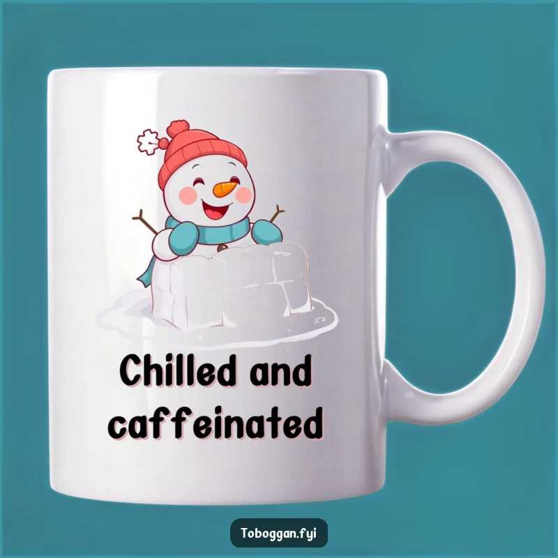 Funny Snowman Fort Mug: Cheerful Snowman Builds, Perfect Winter Funny Gift