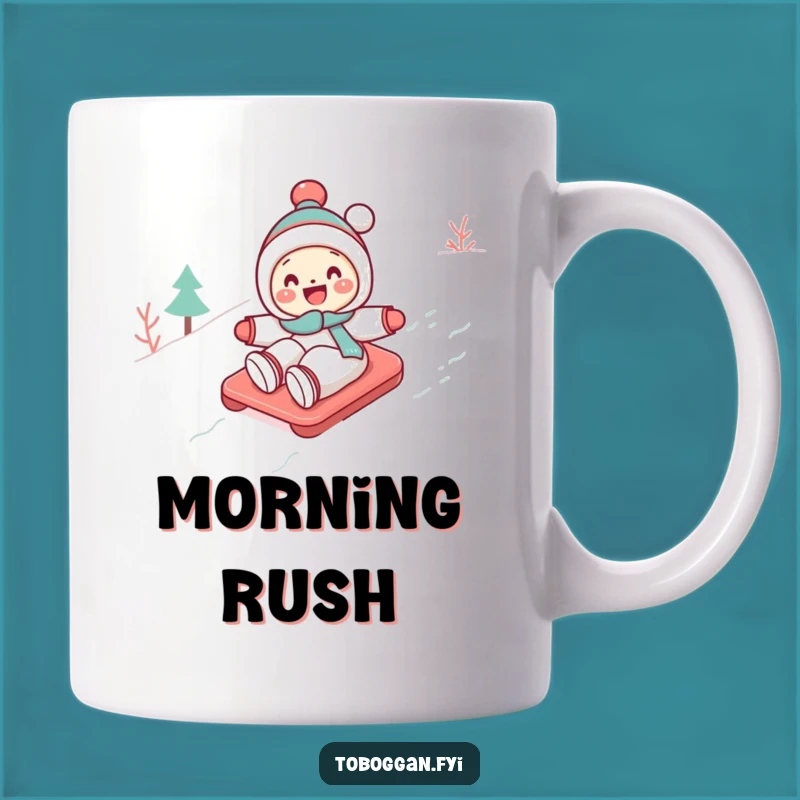 Funny Toboggan Mug: Cute Character Snow Adventure, Perfect Humorous Gift