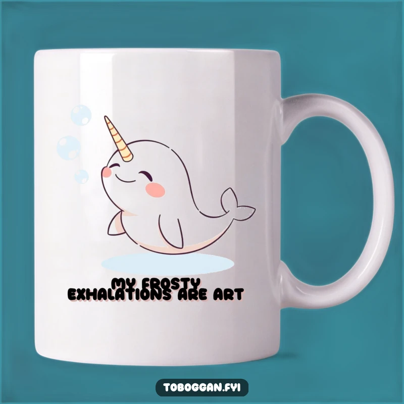 Funny Giggling Narwhal Blowing Snow Bubbles Mug - Perfect Whimsical Gift