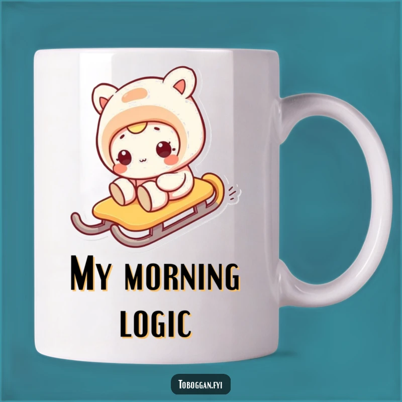 Funny Sideways Sledding Mug: Comical Character Wipeout Laugh Gift