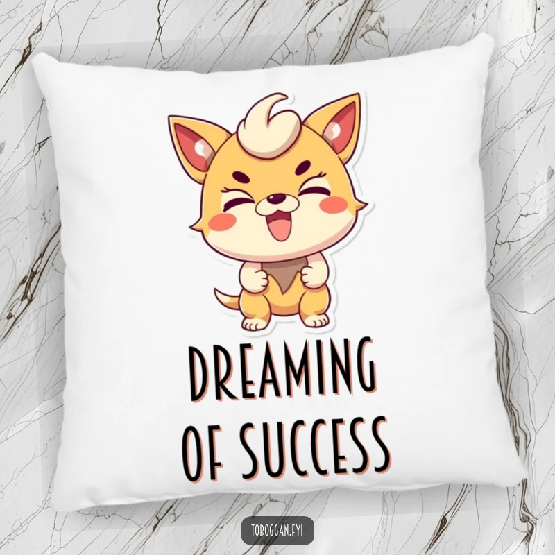 Funny determined character pillow, soft and decorative cushion featuring an excited character with a determined expression.