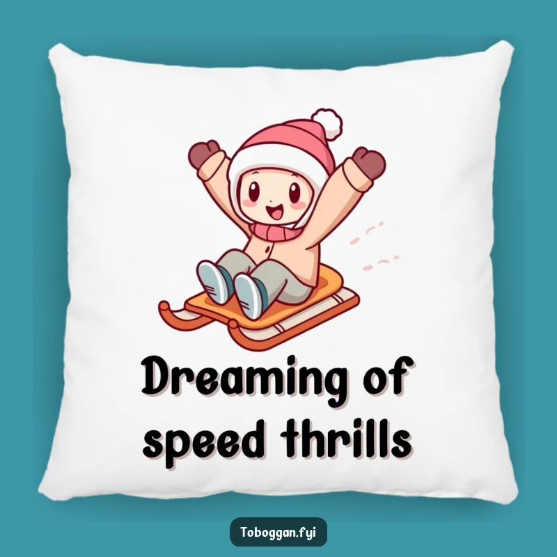 Funny Sledding Character Pillow: Cozy Up with Winter's Exhilaration!