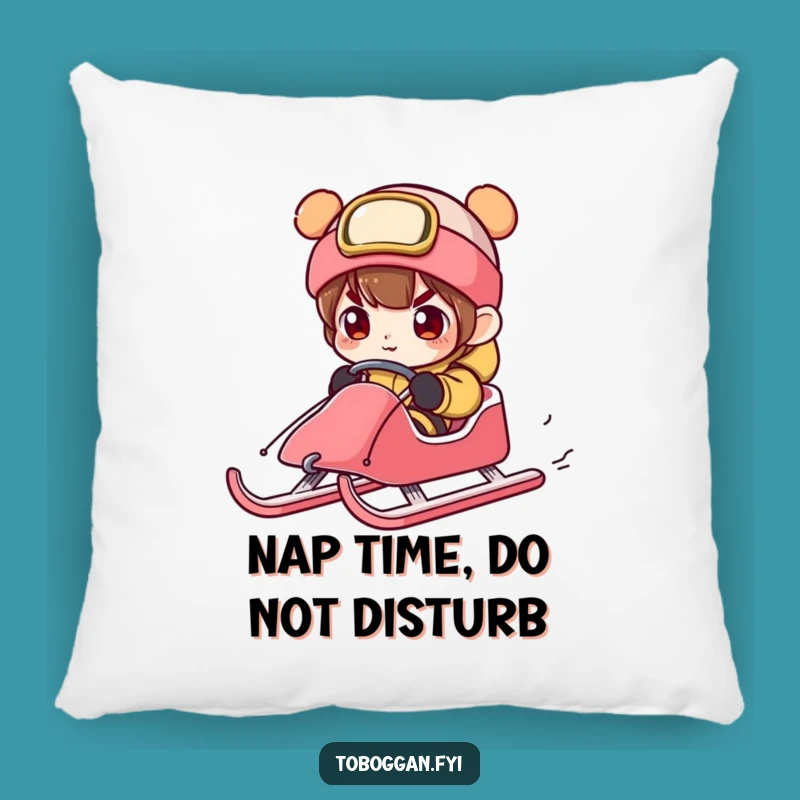 Funny Focused Sledder Pillow: Cozy Up with Winter's Intensity!