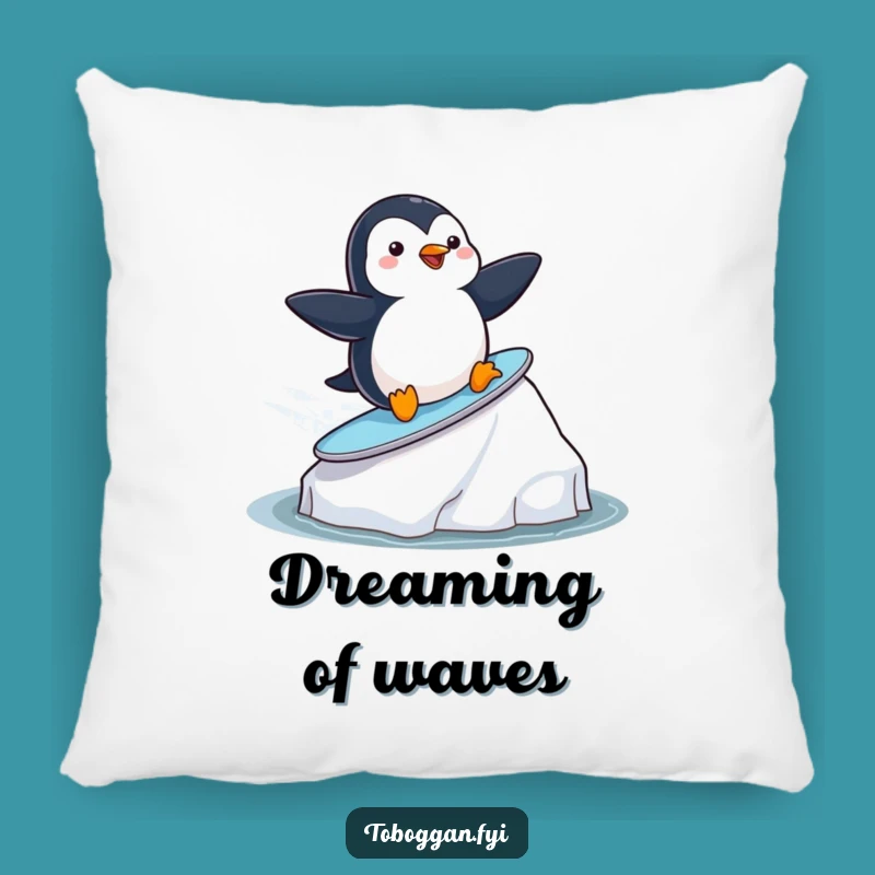 Funny Penguin Surf Pillow - Playful Arctic Comfort Gift