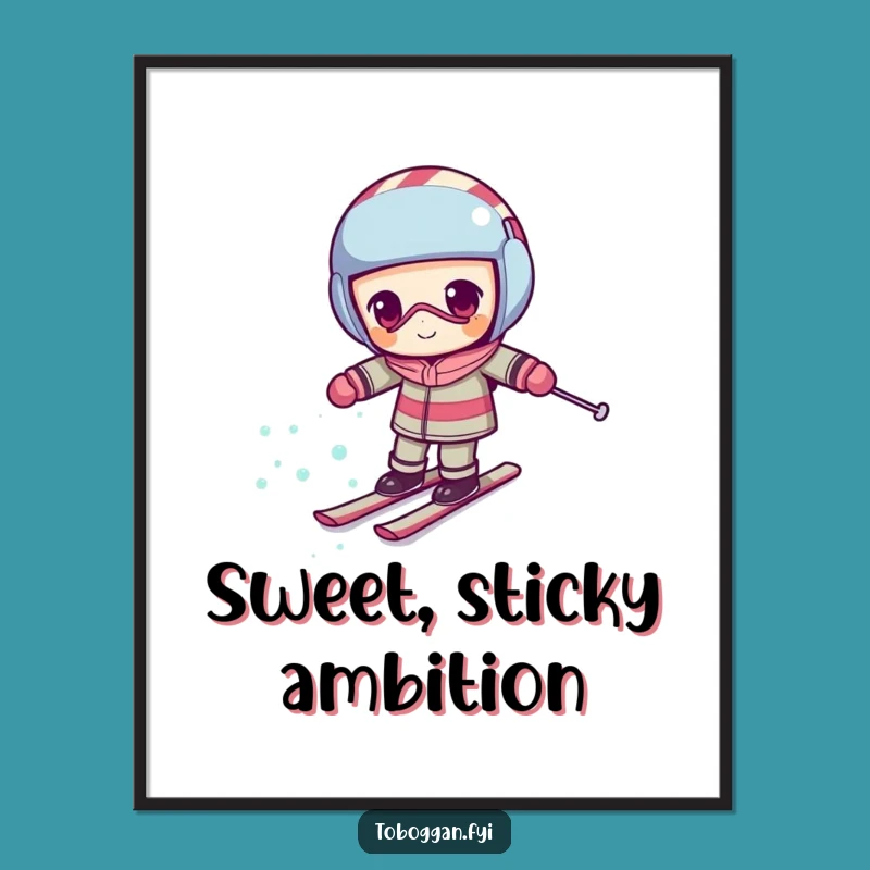 Funny Candy Cane Skiing Digital Art - Instant Motivational Decor