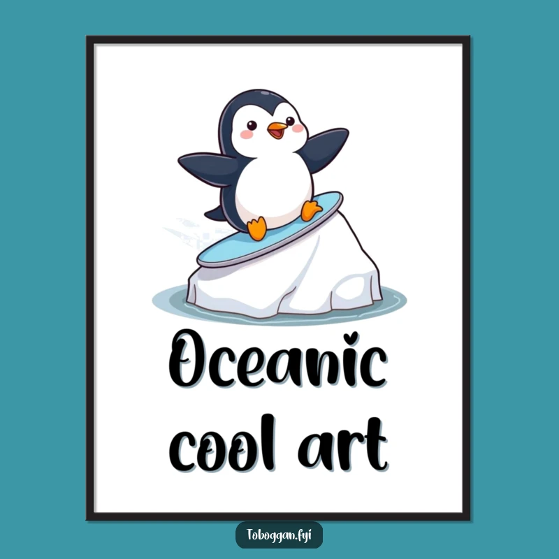 Funny Penguin Surf Digital Art - Playful Arctic Animal Download