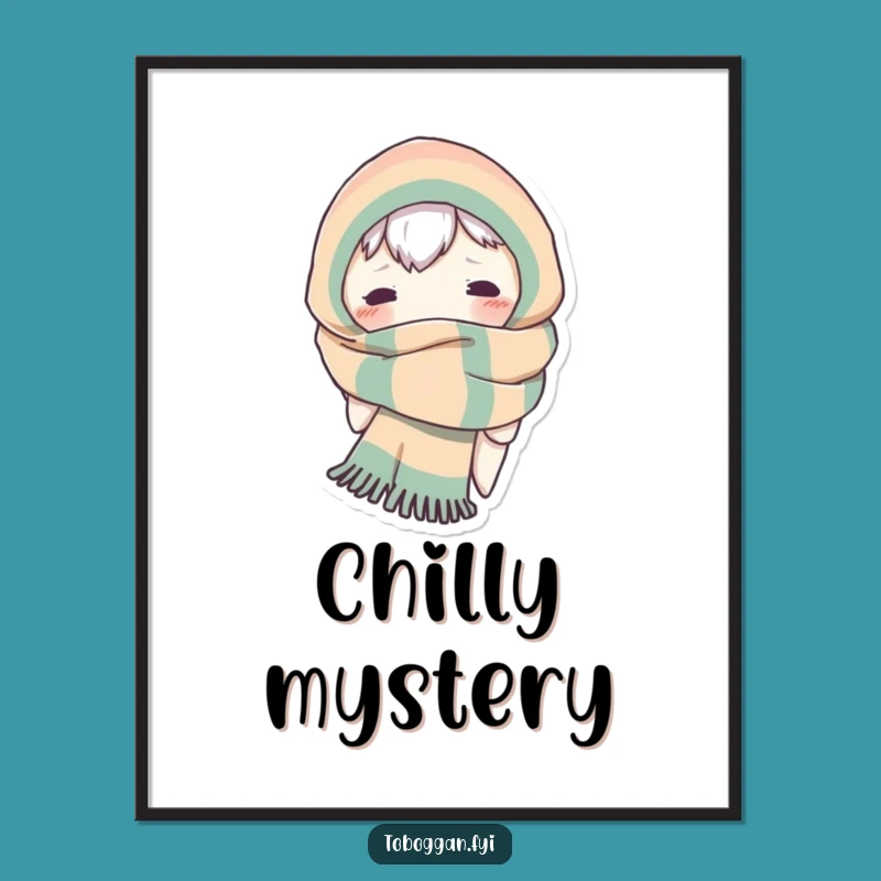 Funny Scarf Monster Digital Art: Peek-a-Boo Character Decor Gift