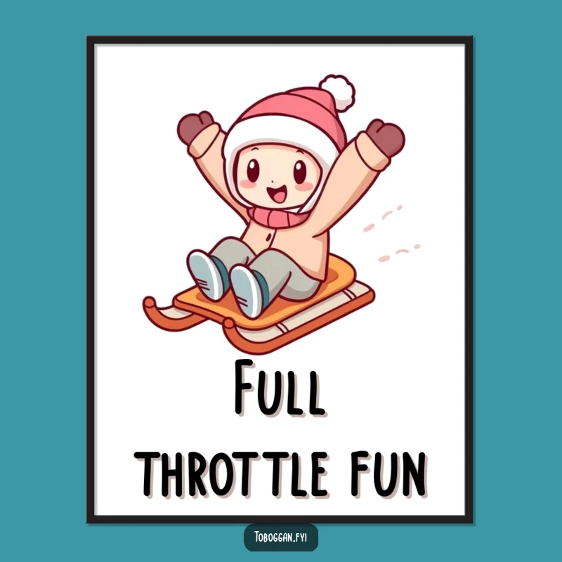 Funny Sledding Character Digital Print: Instant Winter Thrill Download!