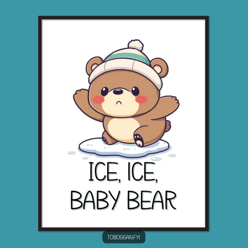 Funny Slipping Bear Digital Art: Startled Bear Slips, Downloadable Funny Gift