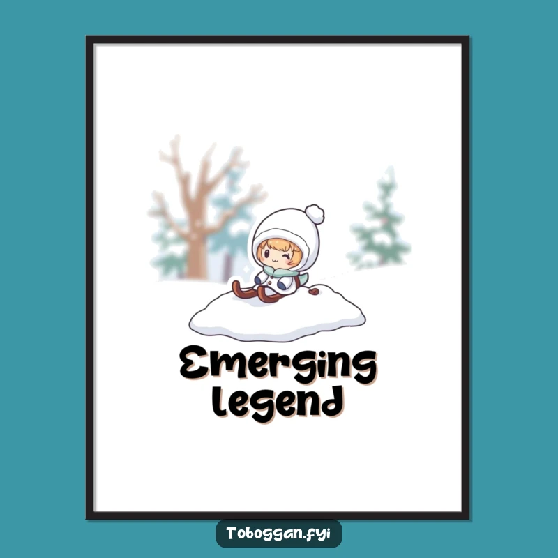 Funny Snow Sled Surprise Digital Print: Instant Winter Character Art