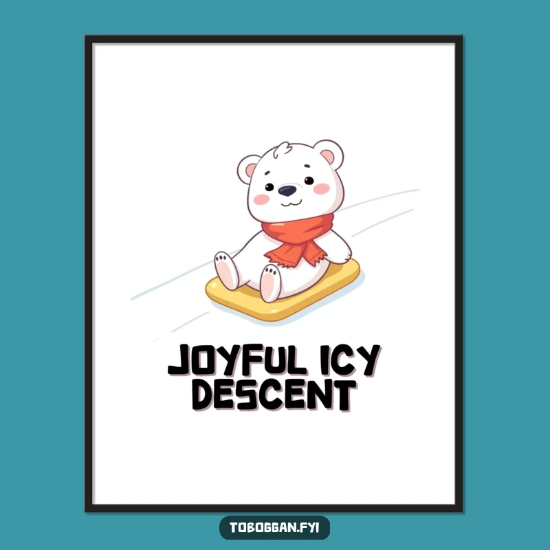 Funny Polar Bear Digital Art: Cheerful Winter Slide Masterpiece!