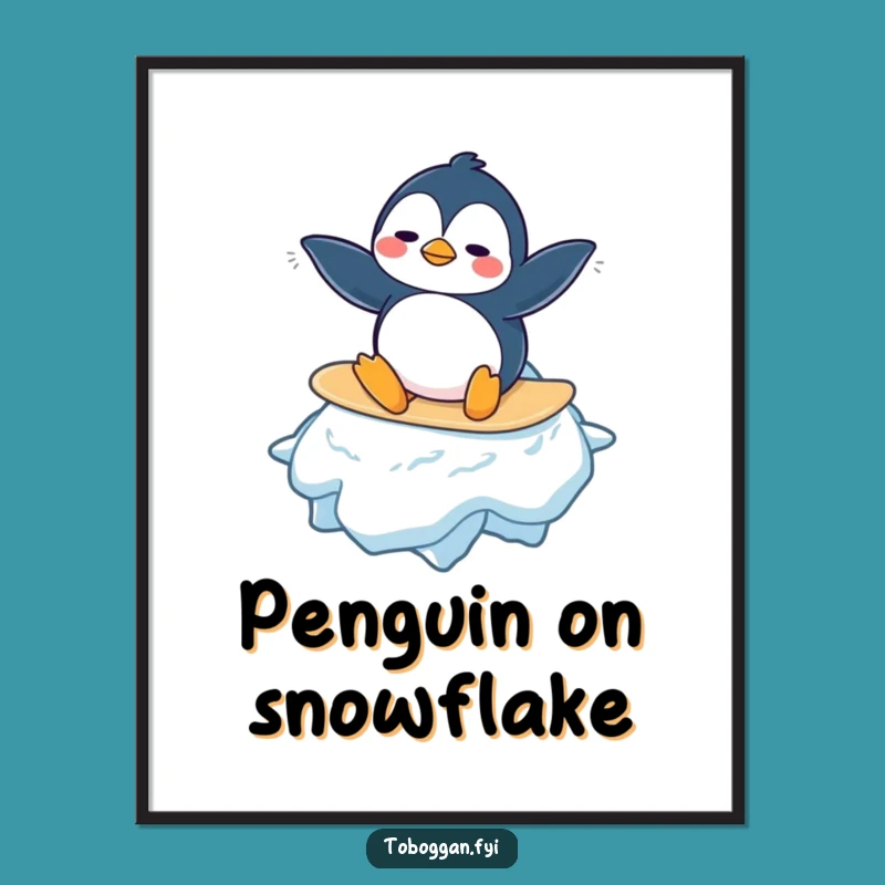 Funny Penguin Digital Art: Confused Snowflake Surf Masterpiece!