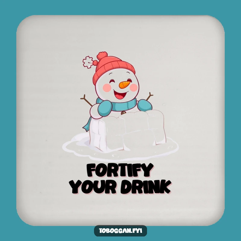 Funny Snowman Fort Coaster Set: Cheerful Snowman Protects Surfaces, Cute Funny Gift