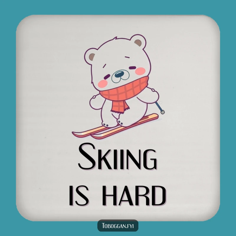 Funny Skiing Polar Bear Coaster - Confused Arctic Drink Accessory