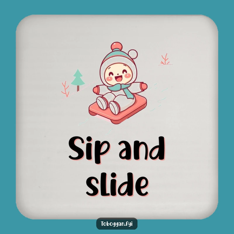 Funny Toboggan Coaster: Cute Character Snow Protector, Witty Drink Gift