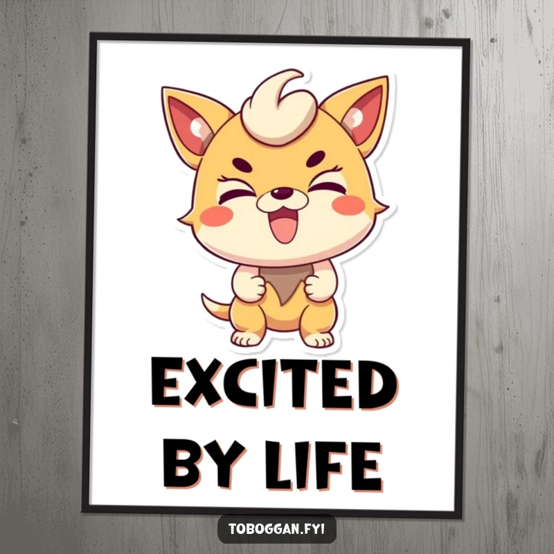 Funny determined character poster, motivational wall art depicting an excited character with a focused and determined expression.