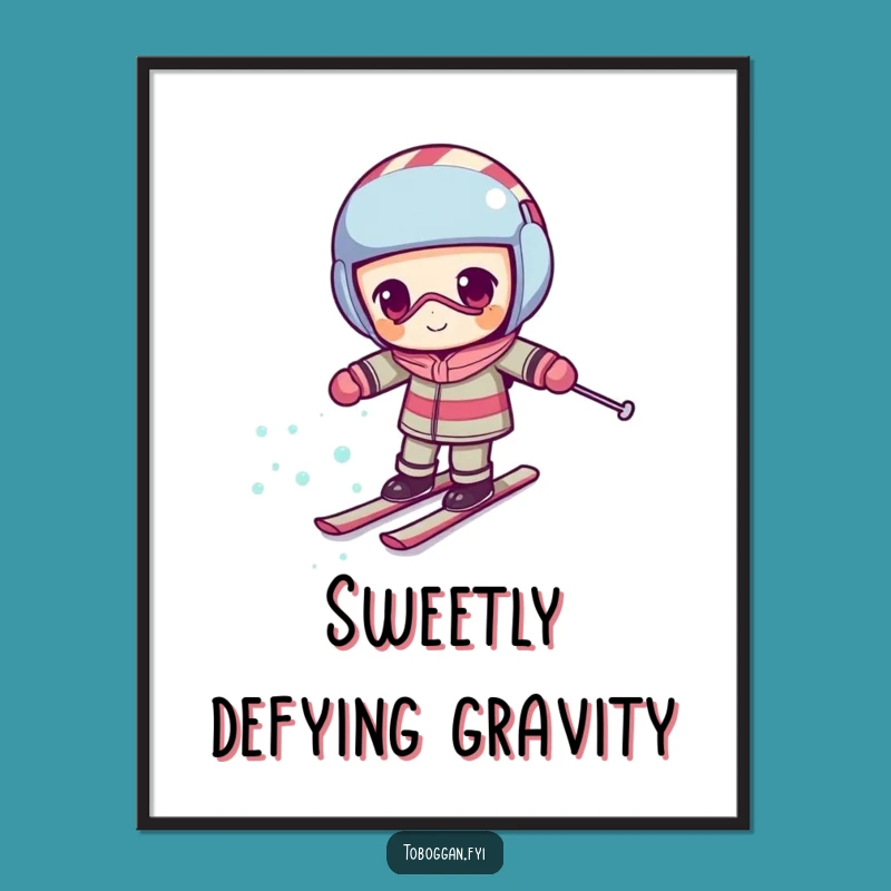 Funny Candy Cane Skiing Poster - Motivational Wall Art