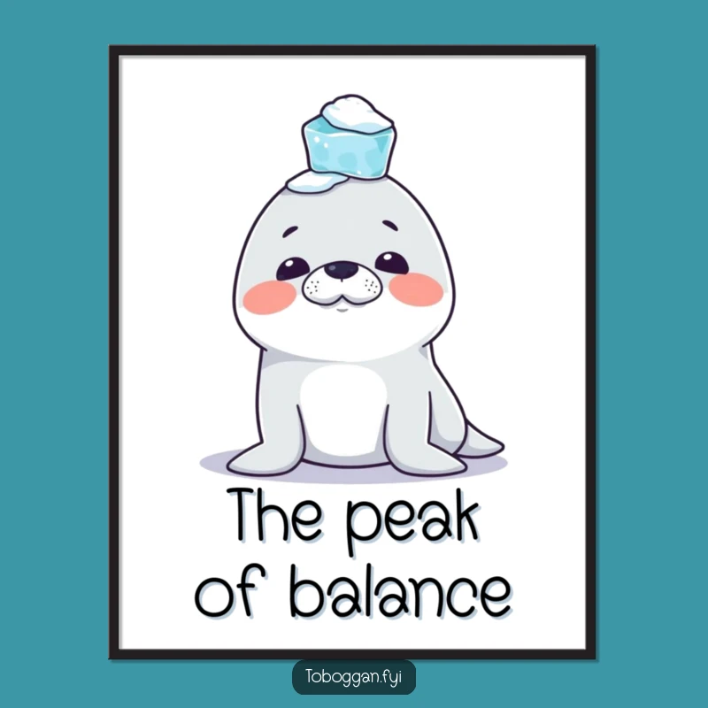 Funny Seal Poster: Mischievous Icicle Balancing Arctic Art!