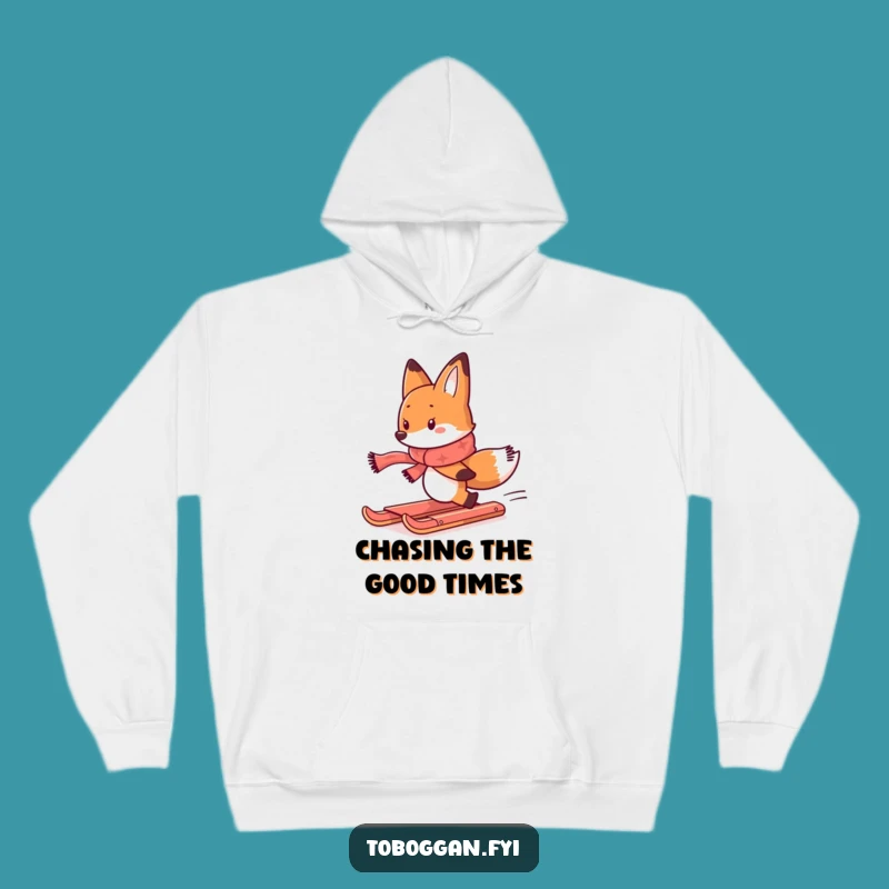 Funny Fox Toboggan Chase Hoodie: Warm & Hilarious Winter Wear Gift