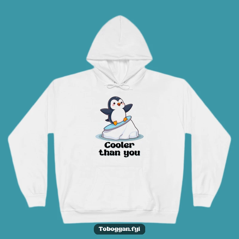 Cozy Funny Penguin Surf Hoodie - Playful Arctic Companion Gift