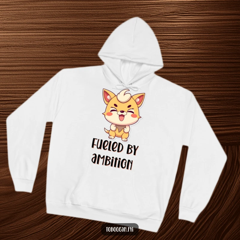 Funny determined character hoodie, comfortable apparel with an excited character sporting a focused and determined expression.
