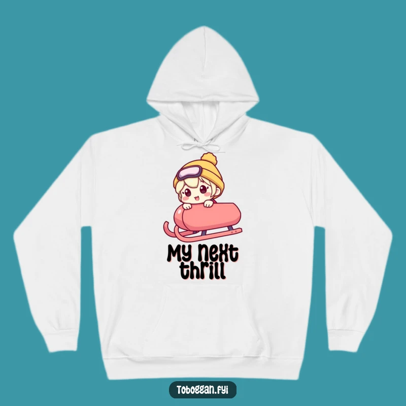Funny Cozy Sled Rider Hoodie: Warm Up with Hilarious Excited Character Fun