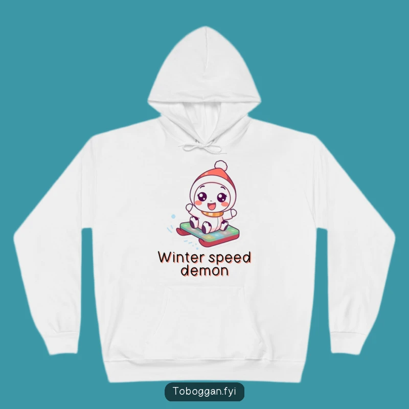 Funny Toboggan Hoodie: Cozy Winter Fun with a Joyful Character - Great Funny Gift!