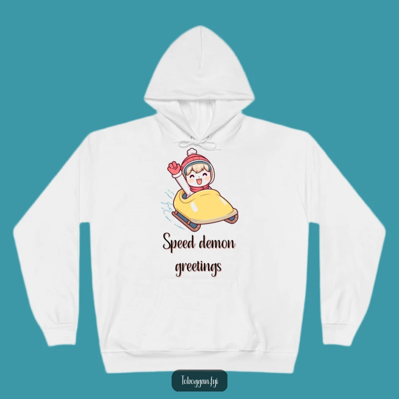 Funny Toboggan Wave Hoodie: Cozy & Enthusiastic Character, Hilarious Winter Gift
