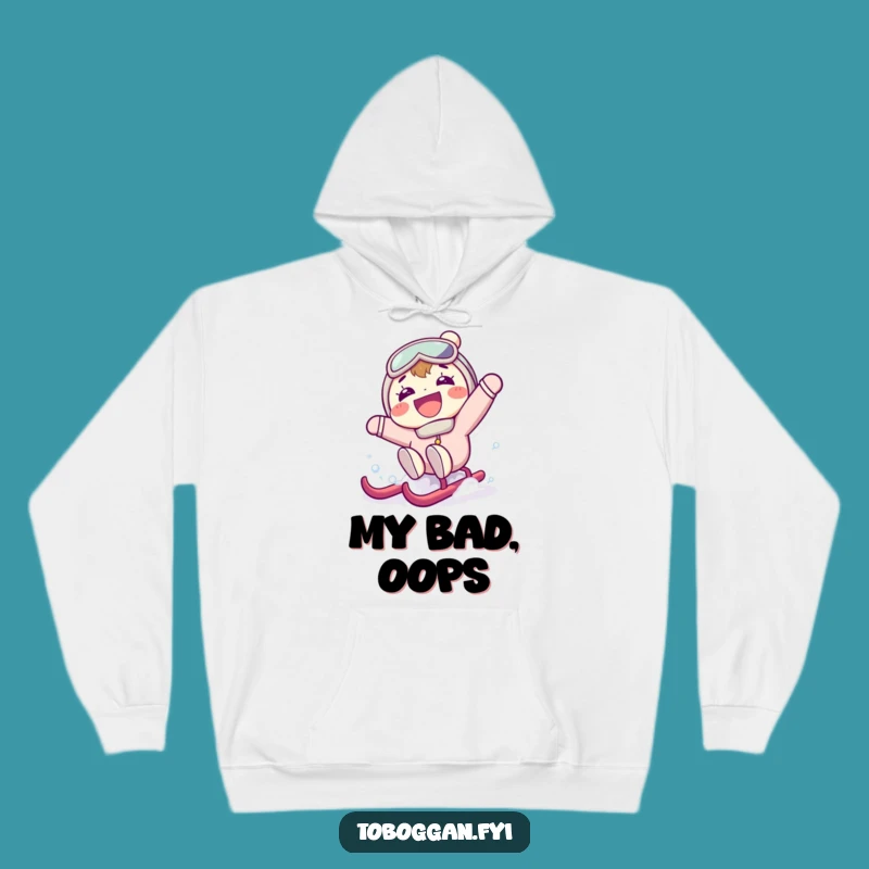 Cozy Funny Sledding Fail Hoodie: Warm Up with This Hilarious Character Design