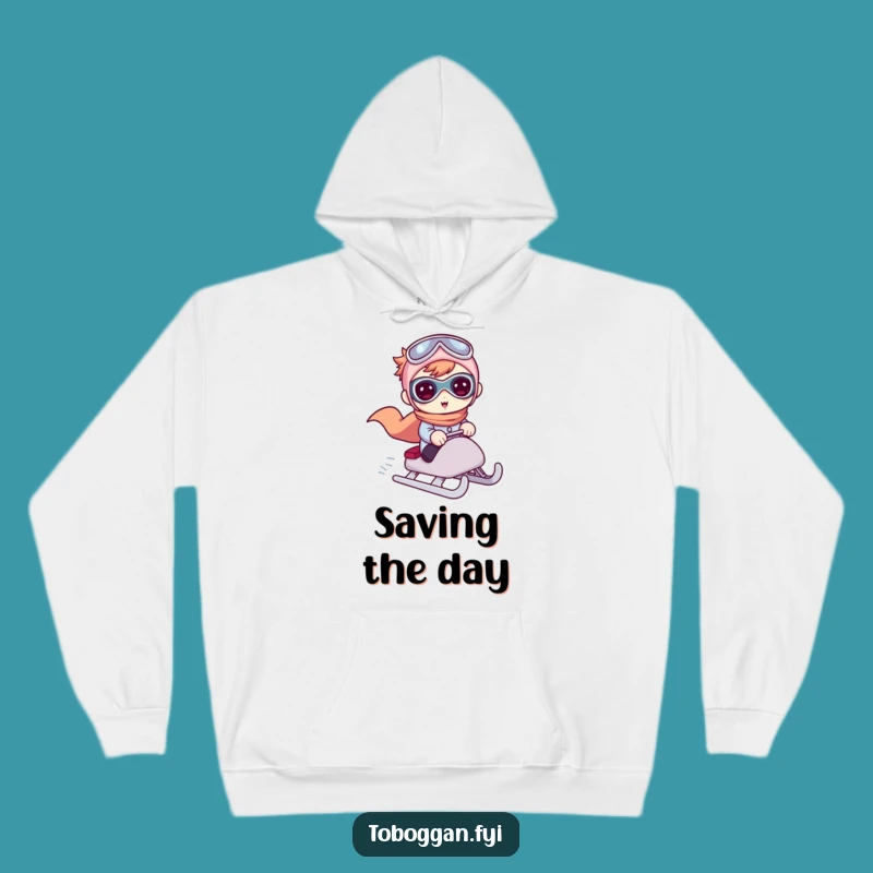 Funny Superhero Sledder Hoodie - Stay Warm with Hilarious Winter Hero Vibes