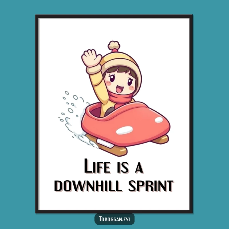 Free Printable Wall Art: Hilarious Toboggan Character for Funny Downloadable Decor