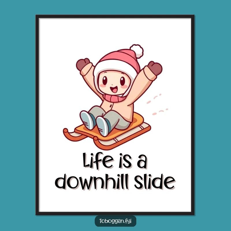 Funny Sledding Art Print: Free Printable Downloadable Wall Art for Adventurers