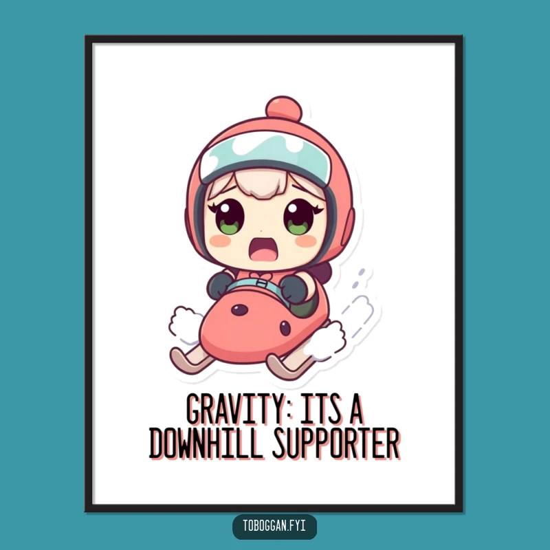 Funny Free Printable Wall Art: Surprised Sledder Art for Comical Downloadable Decor