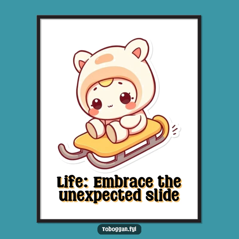 Funny Free Printable Wall Art: Sideways Sledder Art for Comical Downloadable Decor