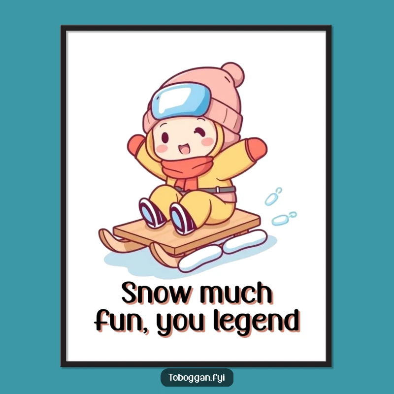 Funny Free Printable Wall Art: Silly Toboggan Trick Downloadable Decor