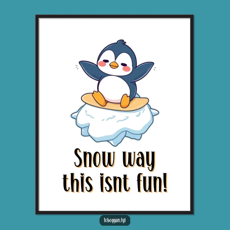 Free Printable Wall Art: Confused Penguin Snowflake Surf Humorous Downloadable Decor